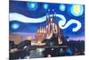 Starry Night Barcelona - Van Gogh Sagrada Familia-Markus Bleichner-Mounted Art Print