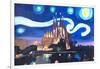 Starry Night Barcelona - Van Gogh Sagrada Familia-Markus Bleichner-Framed Art Print