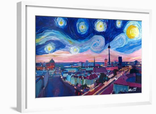 Starry Night in Berlin - Van Gogh Inspired-Markus Bleichner-Framed Art Print