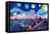 Starry Night in Berlin - Van Gogh Inspired-Markus Bleichner-Framed Stretched Canvas