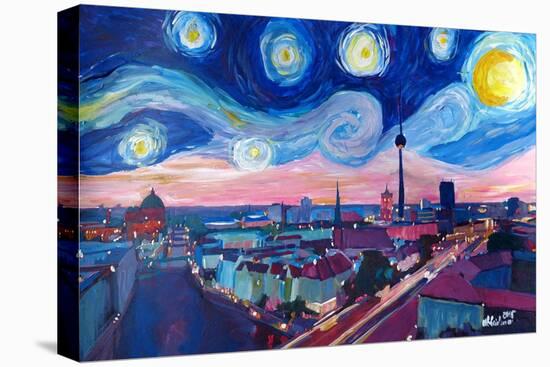 Starry Night in Berlin - Van Gogh Inspired-Markus Bleichner-Stretched Canvas