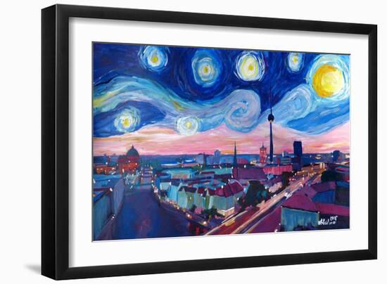 Starry Night in Berlin - Van Gogh Inspired-Markus Bleichner-Framed Art Print