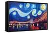 Starry Night in Cologne - Van Gogh Inspirations-Markus Bleichner-Framed Stretched Canvas