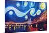 Starry Night in Cologne - Van Gogh Inspirations-Markus Bleichner-Mounted Art Print