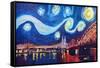 Starry Night in Cologne - Van Gogh Inspirations-Markus Bleichner-Framed Stretched Canvas