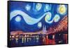 Starry Night in Cologne - Van Gogh Inspirations-Markus Bleichner-Framed Stretched Canvas