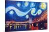 Starry Night in Cologne - Van Gogh Inspirations-Markus Bleichner-Stretched Canvas