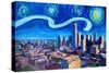 Starry Night in Dallas - Van Gogh Inspirations-Markus Bleichner-Stretched Canvas