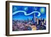 Starry Night in Dallas - Van Gogh Inspirations-Markus Bleichner-Framed Premium Giclee Print