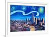 Starry Night in Dallas - Van Gogh Inspirations-Markus Bleichner-Framed Art Print