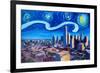 Starry Night in Dallas - Van Gogh Inspirations-Markus Bleichner-Framed Art Print