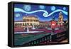 Starry Night in Dresden with Zwinger and Van Gogh-Martina Bleichner-Framed Stretched Canvas