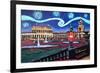 Starry Night in Dresden with Zwinger and Van Gogh-Martina Bleichner-Framed Art Print