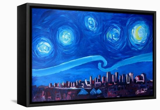 Starry Night in Edmonton Canada - Van Gogh Inspirations-Markus Bleichner-Framed Stretched Canvas