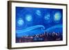 Starry Night in Edmonton Canada - Van Gogh Inspirations-Markus Bleichner-Framed Art Print