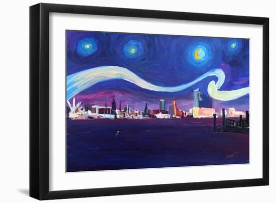 Starry Night in Hamburg Van Gogh Inspirations-Markus Bleichner-Framed Art Print