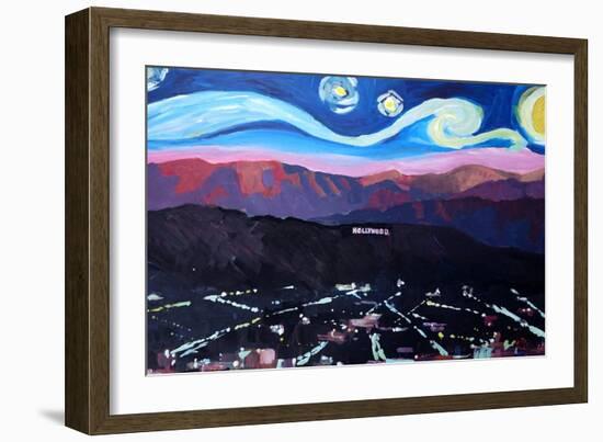 Starry Night in Hollywood Van Gogh Inspirations-Markus Bleichner-Framed Art Print