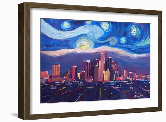 Starry Night in Los Angeles - Van Gogh Inspiration-Markus Bleichner-Framed Art Print