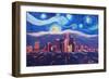 Starry Night in Los Angeles - Van Gogh Inspiration-Markus Bleichner-Framed Art Print