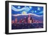 Starry Night in Los Angeles - Van Gogh Inspiration-Markus Bleichner-Framed Art Print