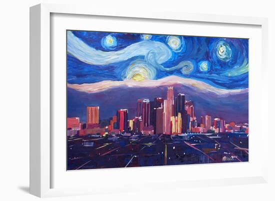 Starry Night in Los Angeles - Van Gogh Inspiration-Markus Bleichner-Framed Art Print