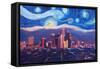 Starry Night in Los Angeles - Van Gogh Inspiration-Markus Bleichner-Framed Stretched Canvas