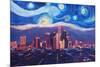 Starry Night in Los Angeles - Van Gogh Inspiration-Markus Bleichner-Mounted Art Print