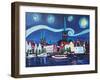 Starry Night in Luebeck Germany with Van Gogh Insp-Martina Bleichner-Framed Art Print