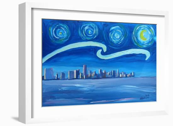 Starry Night in Miami - Van Gogh Inspirations-Markus Bleichner-Framed Art Print