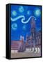 Starry Night In Munich - Van Gogh Inspirations-Markus Bleichner-Framed Stretched Canvas