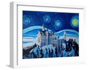 Starry Night in Neuschwanstein - Romantic Castle-Markus Bleichner-Framed Art Print