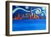 Starry Night in New York City Manhattan Skyline-Markus Bleichner-Framed Art Print