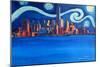 Starry Night in New York City Manhattan Skyline-Markus Bleichner-Mounted Art Print