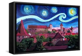 Starry Night in Nuremberg Germany with Castle and-Martina Bleichner-Framed Stretched Canvas