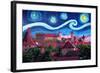 Starry Night in Nuremberg Germany with Castle and-Martina Bleichner-Framed Art Print