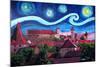 Starry Night in Nuremberg Germany with Castle and-Martina Bleichner-Mounted Art Print