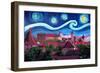 Starry Night in Nuremberg Germany with Castle and-Martina Bleichner-Framed Art Print
