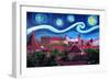 Starry Night in Nuremberg Germany with Castle and-Martina Bleichner-Framed Art Print