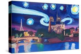 Starry Night in Paris - Van Gogh Skyline-Markus Bleichner-Stretched Canvas