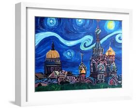 Starry Night in St Petersburg Russia-Martina Bleichner-Framed Art Print