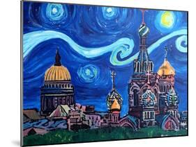 Starry Night in St Petersburg Russia-Martina Bleichner-Mounted Art Print