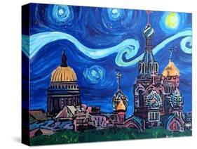 Starry Night in St Petersburg Russia-Martina Bleichner-Stretched Canvas