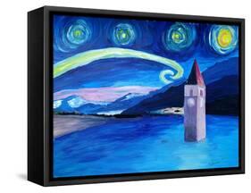 Starry Night in Switzerland Vierwaldstaetter-Martina Bleichner-Framed Stretched Canvas