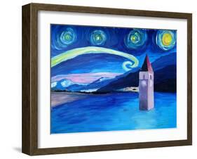 Starry Night in Switzerland Vierwaldstaetter-Martina Bleichner-Framed Art Print