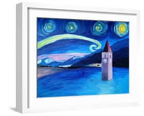 Starry Night in Switzerland Vierwaldstaetter-Martina Bleichner-Framed Art Print