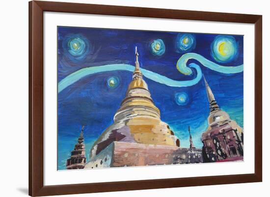 Starry Night in Thailand Van Gogh Inspirations i-Martina Bleichner-Framed Art Print