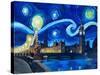 Starry Night London Parliament Van Gogh Inspired-Martina Bleichner-Stretched Canvas