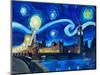 Starry Night London Parliament Van Gogh Inspired-Martina Bleichner-Mounted Art Print