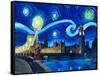 Starry Night London Parliament Van Gogh Inspired-Martina Bleichner-Framed Stretched Canvas