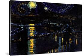 Starry Night over the Brooklyn Bridge-Nathan Mellot-Stretched Canvas